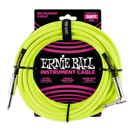Ernie Ball 6080 Braided Straight Angle 3.05m Neon Yellow